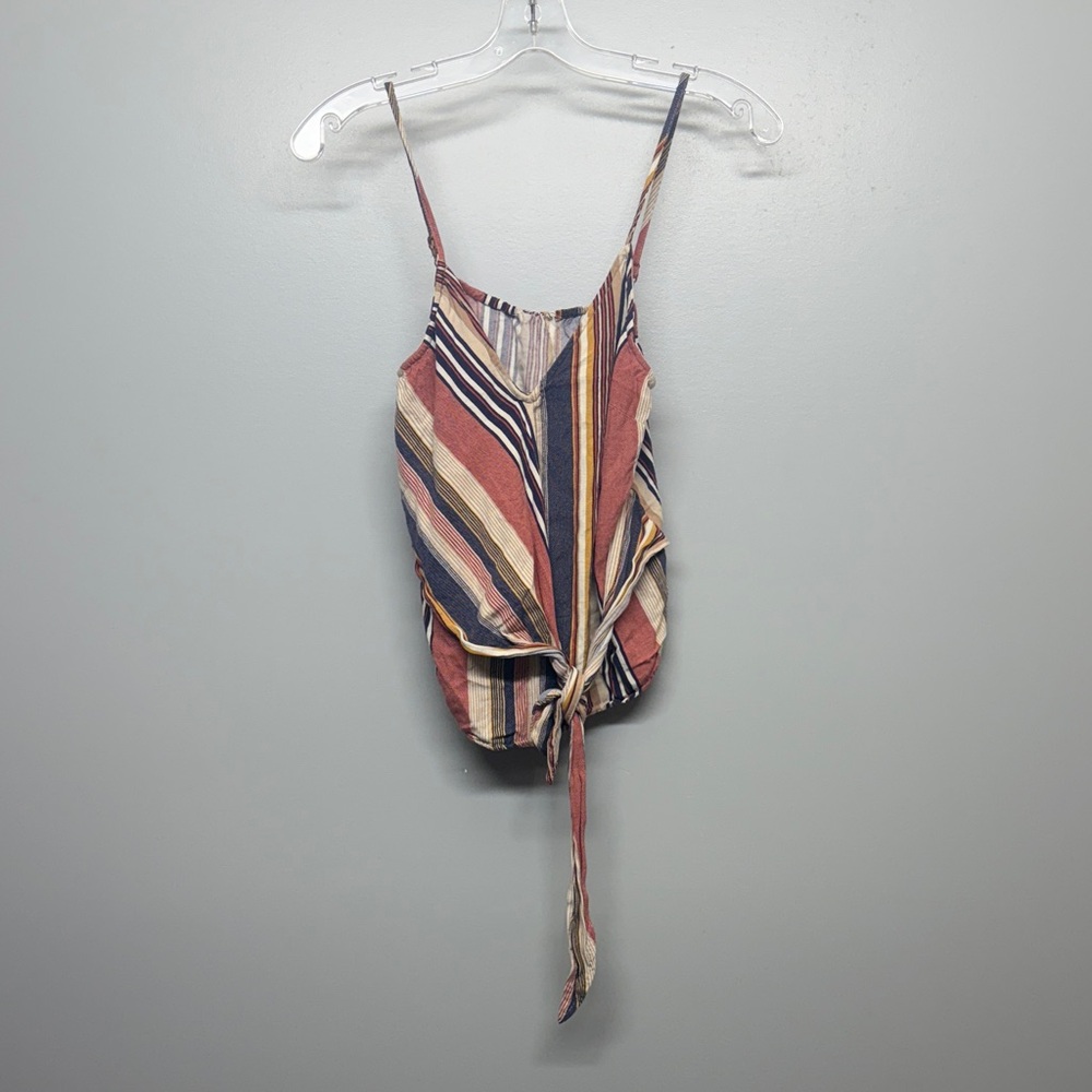 Striped Sleeveless Twist Front Wrap Tie Crop Top